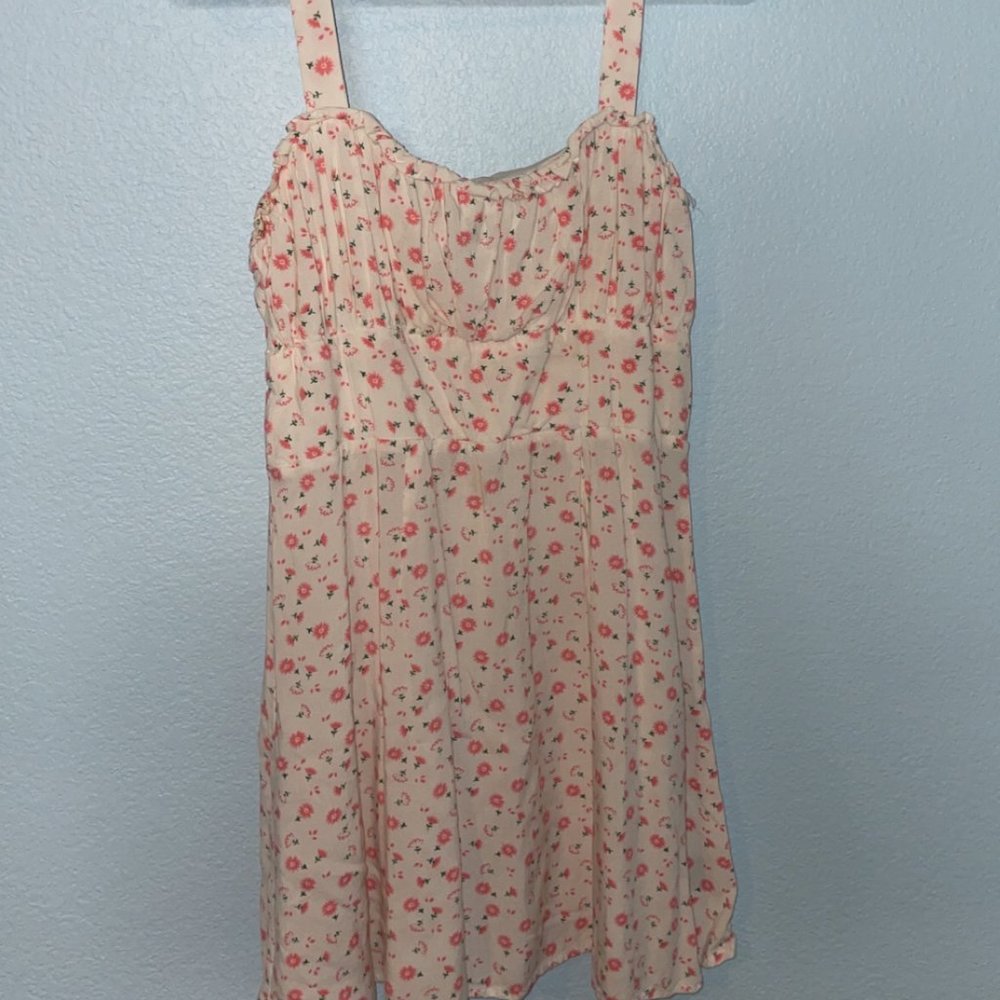 White and Pink Floral Mini Dress Size Small